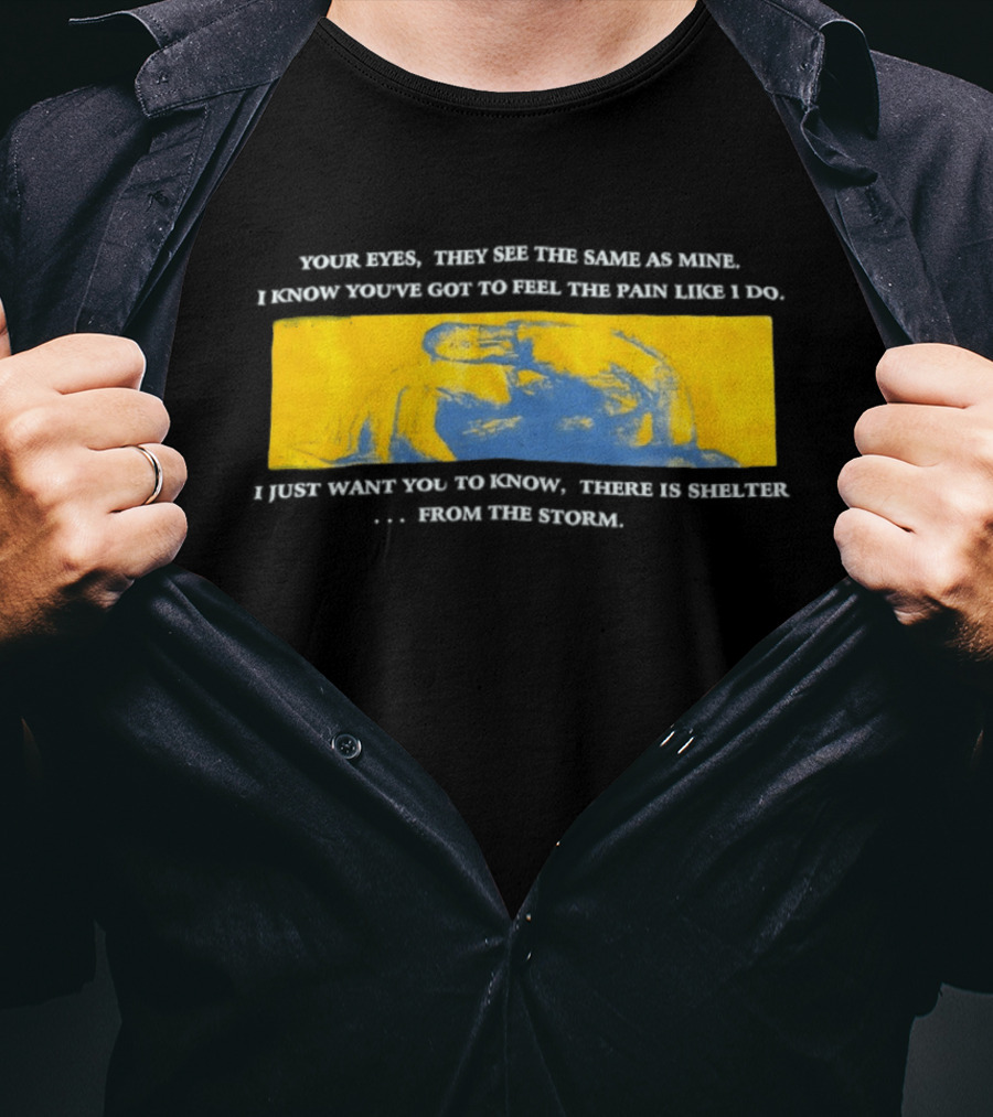 Your Eyes They See The Same As Mine Abstract Yellow Blue Vision T-Shirt