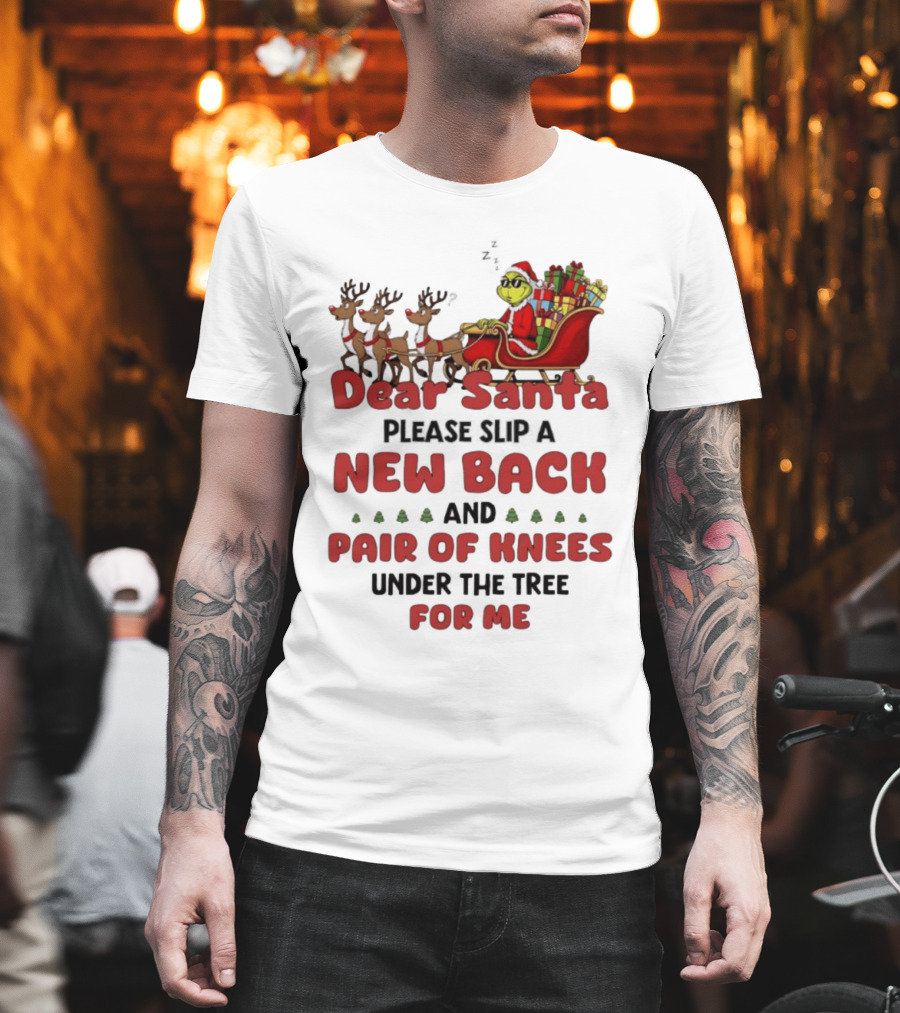 Dear Santa Grinch New Back Pair Of Knees Christmas Humor T-Shirt