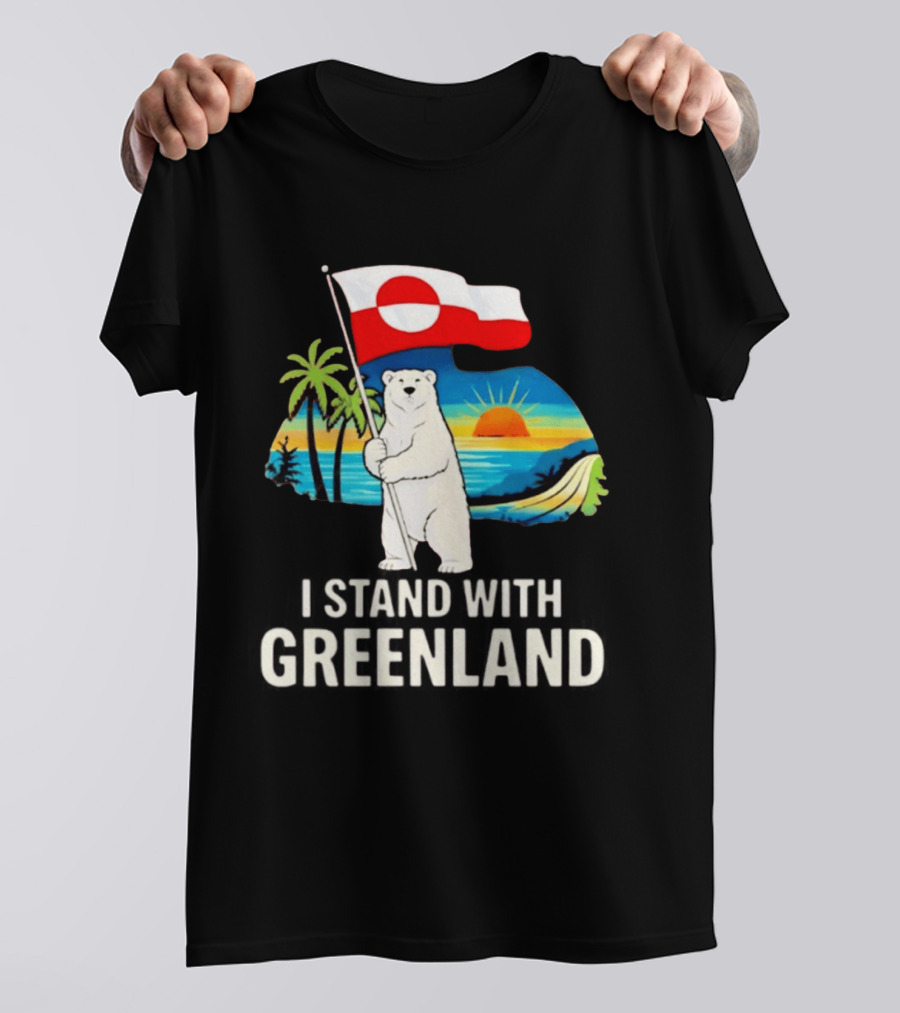 I Stand With Greenland Polar Bear Sunburst Scenery T-Shirt