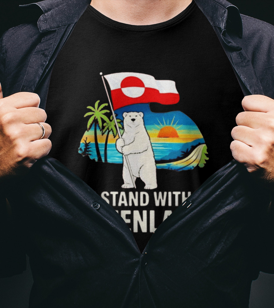 I Stand With Greenland Polar Bear Sunburst Scenery T-Shirt