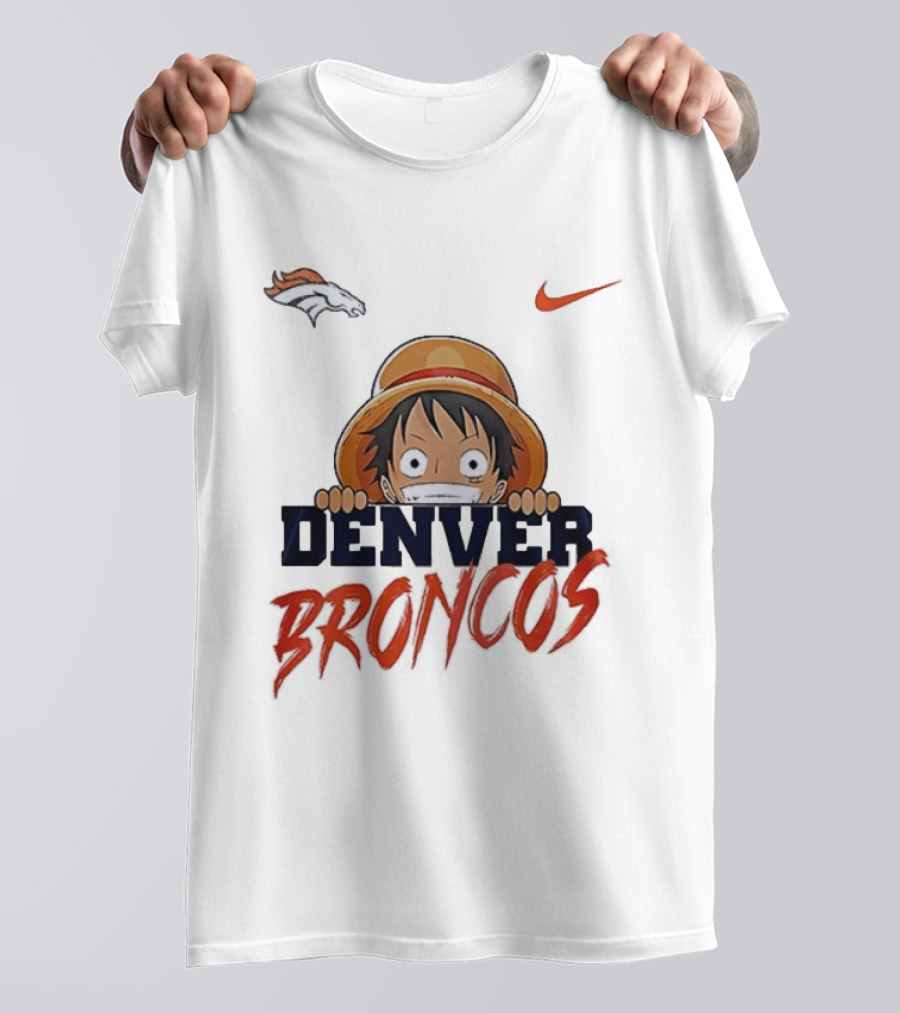 Denver Broncos One Piece Monkey D Luffy Anime Crossover Nike Collaboration T-Shirt