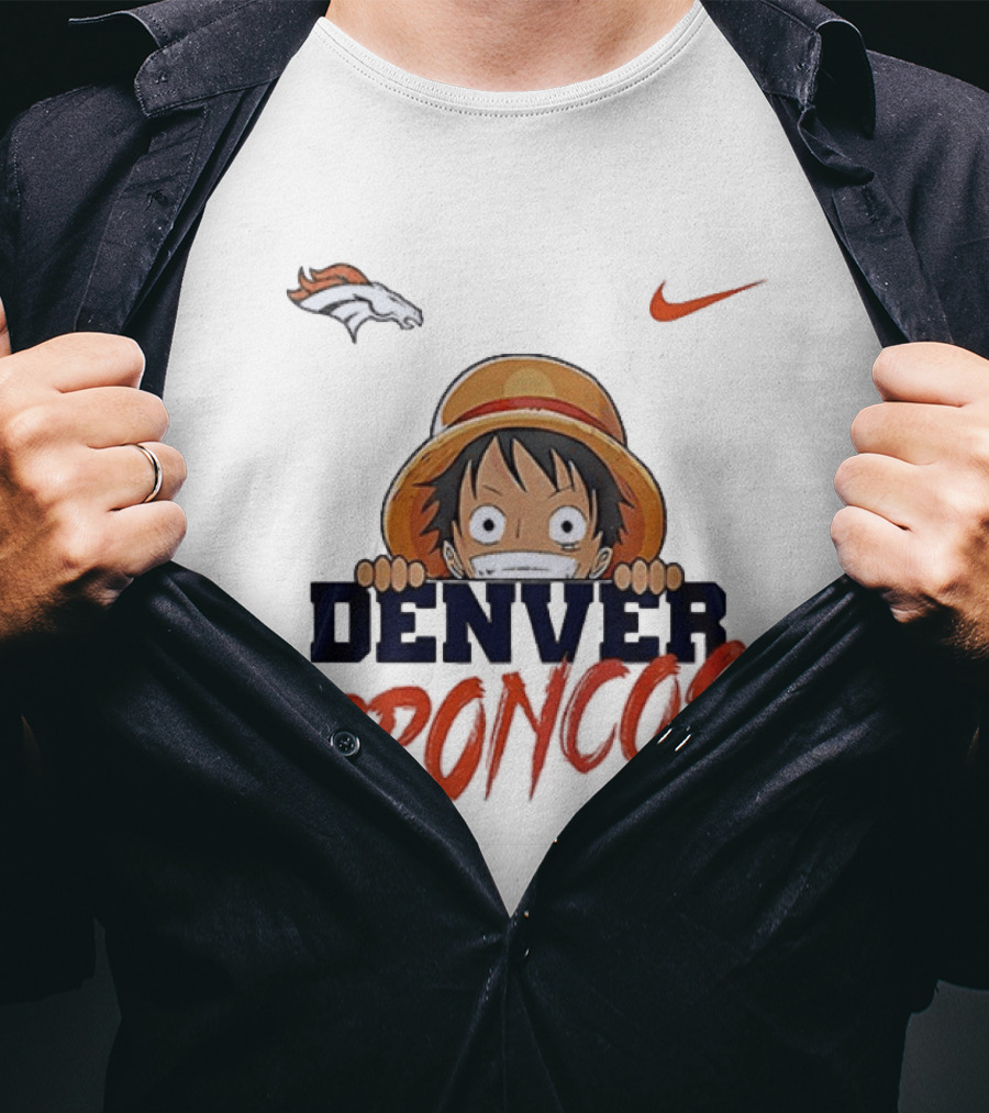 Denver Broncos One Piece Monkey D Luffy Anime Crossover Nike Collaboration T-Shirt
