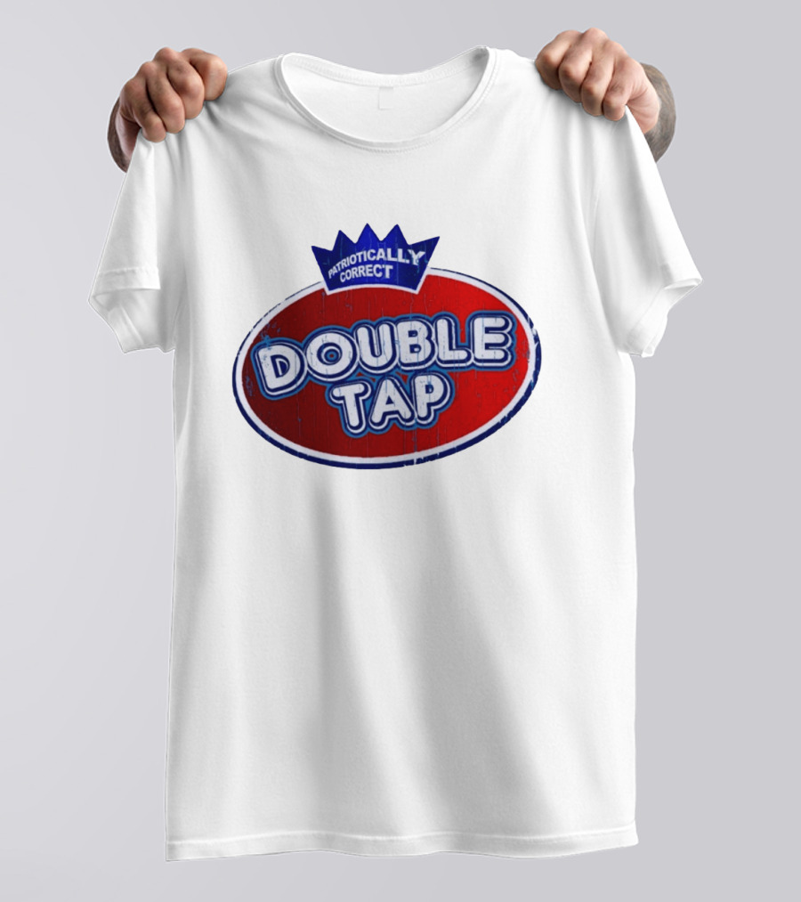 Patriotically Correct Double Tap Oval Design With Crown T-Shirt