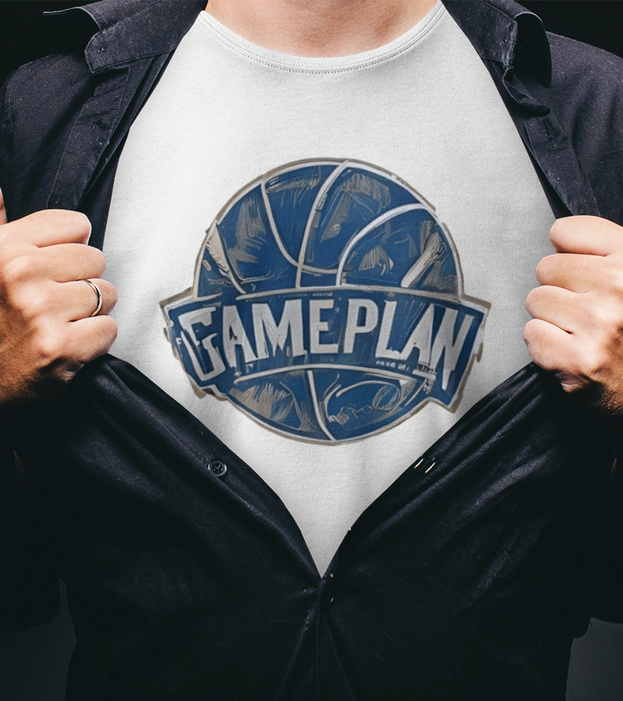 Gameplan Basketball Painting Blue Basketball T-Shirt