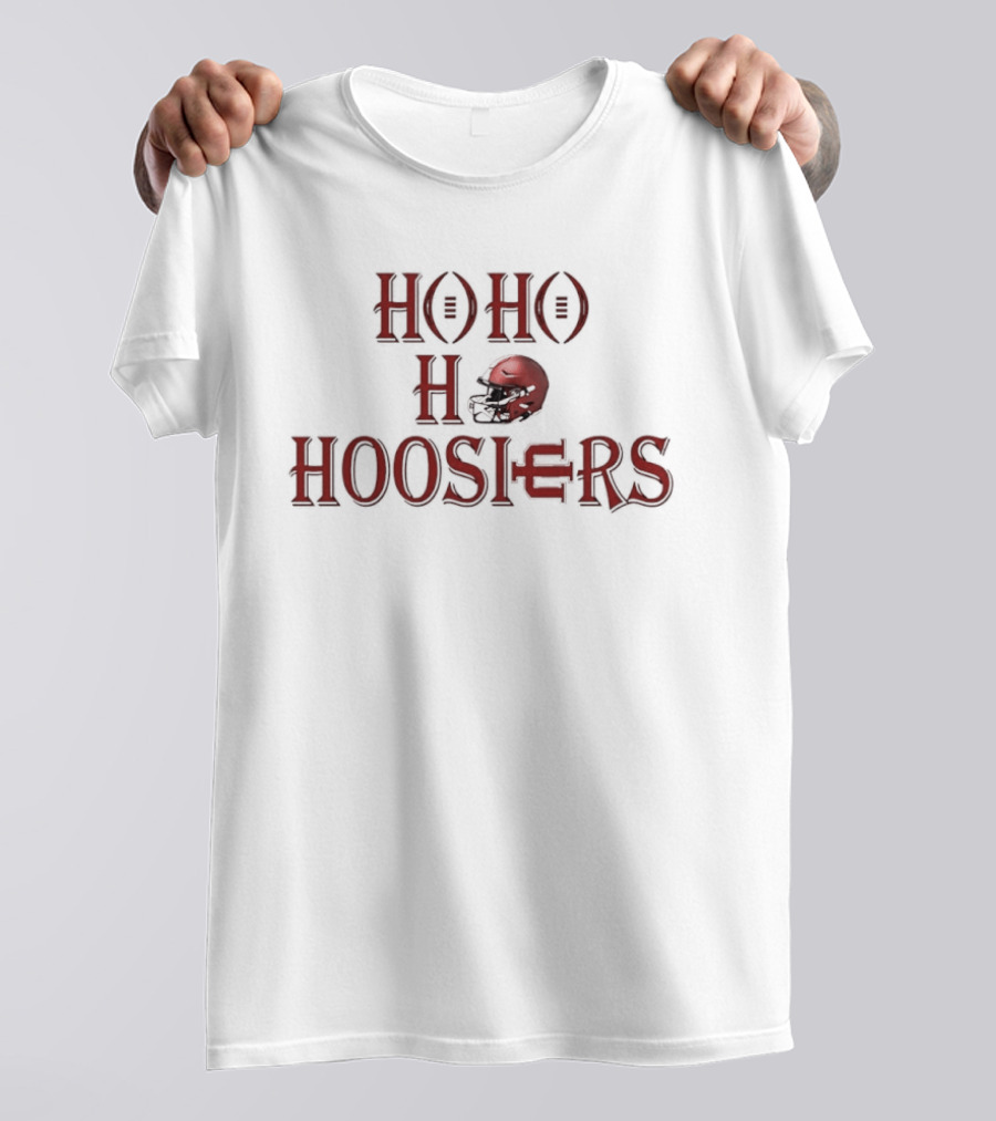 Indiana Hoosiers Ho Ho Ho Helmet Holiday Spirit T-Shirt