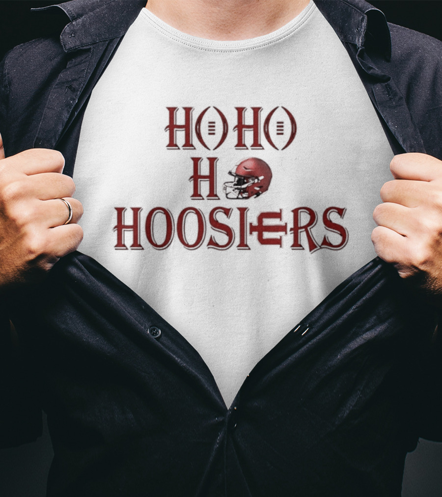 Indiana Hoosiers Ho Ho Ho Helmet Holiday Spirit T-Shirt