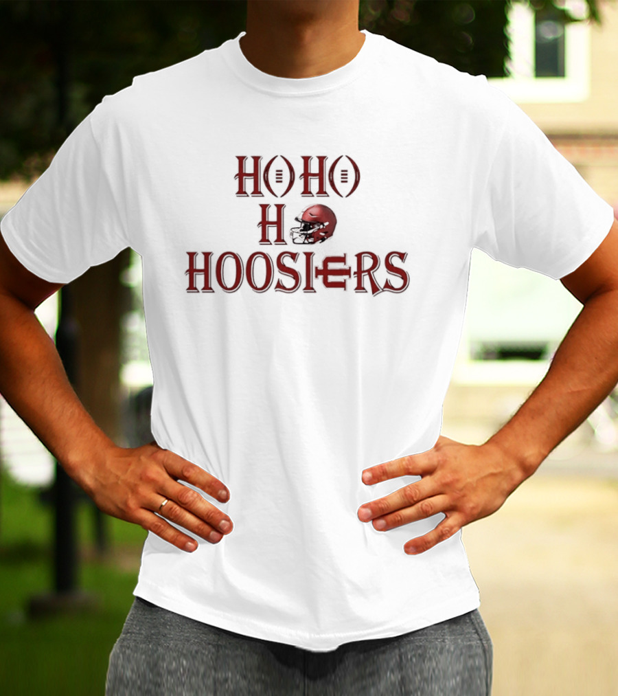 Indiana Hoosiers Ho Ho Ho Helmet Holiday Spirit T-Shirt