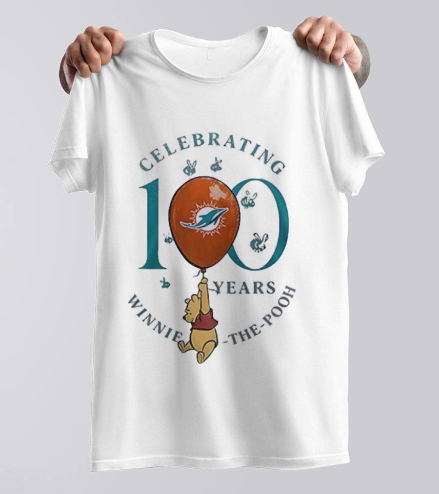 Celebrating 100 Years Miami Dolphins Winnie The Pooh T-Shirt