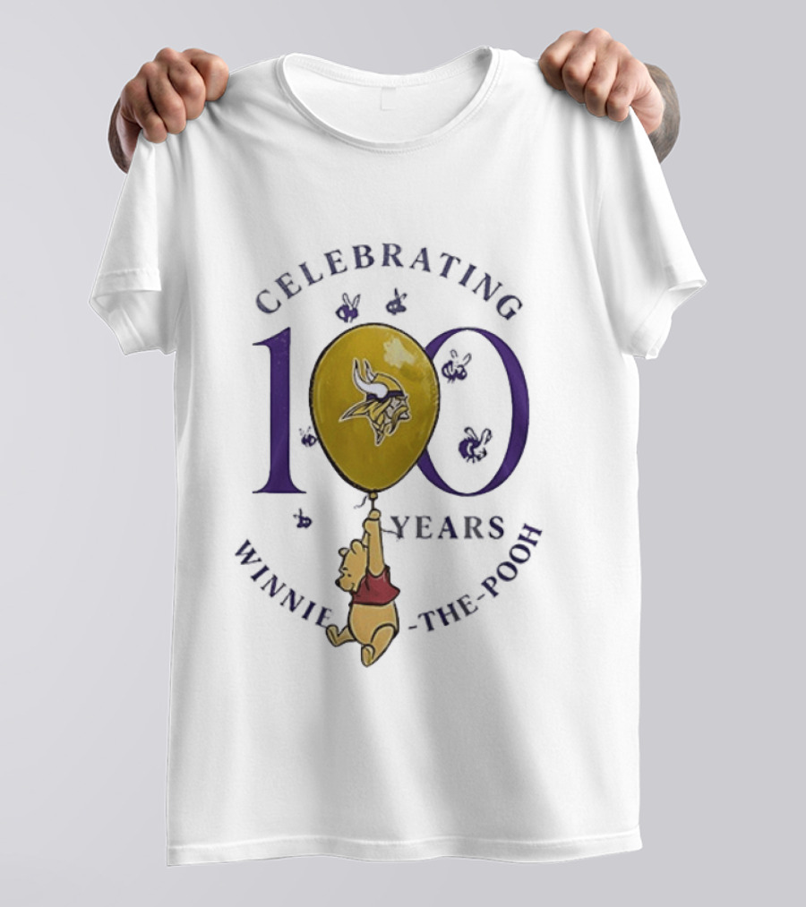 Celebrating 100 Years Minnesota Vikings Winnie The Pooh Anniversary T-Shirt