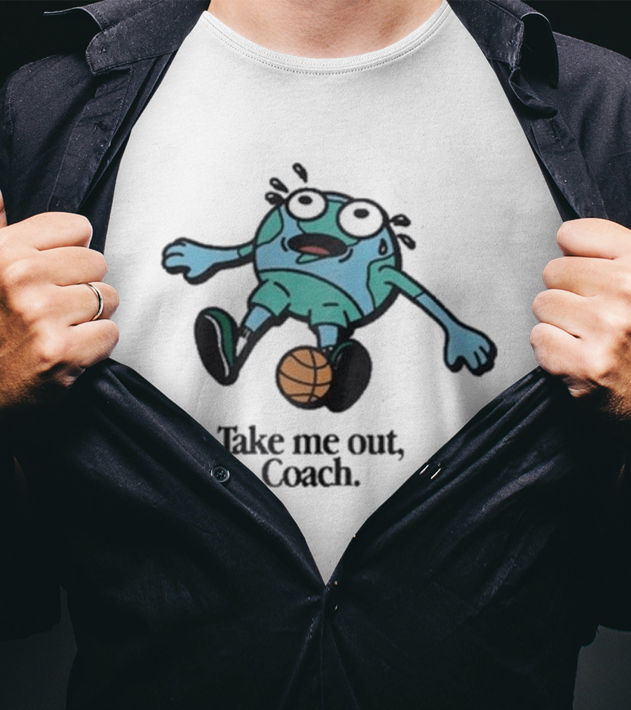 Personal Foul Take Me Out Coach Exhausted Earth Basketball T-Shirt