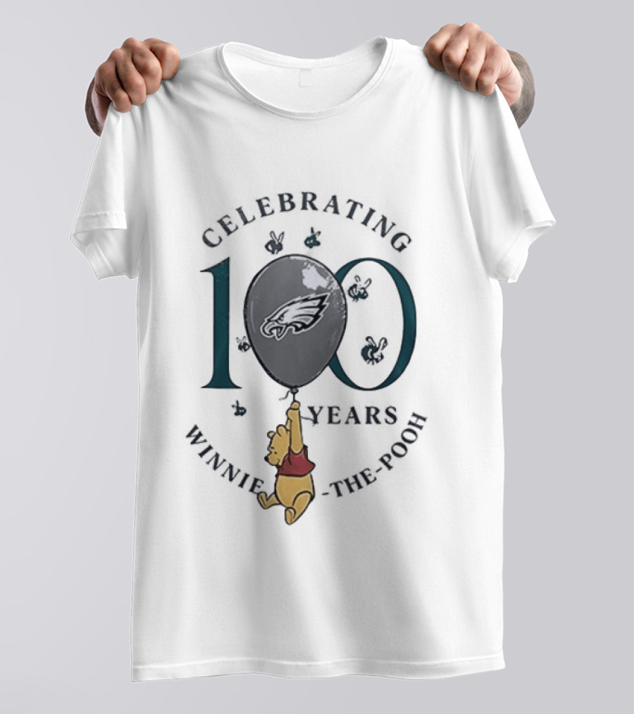 Philadelphia Eagles Winnie The Pooh 100th Anniversary Celebrating Balloon T-Shirt