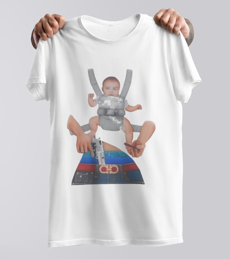 Ethika Responsible Father Baby Carrier Gun Mobile Concept T-Shirt
