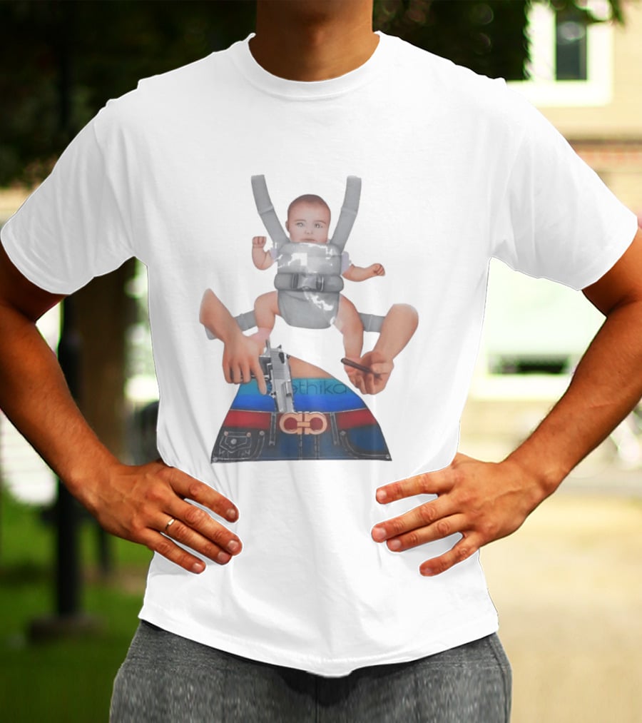 Ethika Responsible Father Baby Carrier Gun Mobile Concept T-Shirt