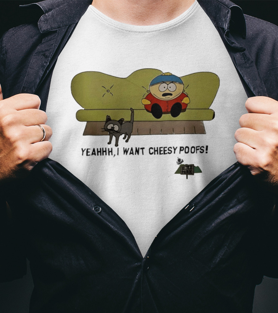 South Park Yeahhh I Want Cheesy Poofs Couch Cat Cartman T-Shirt
