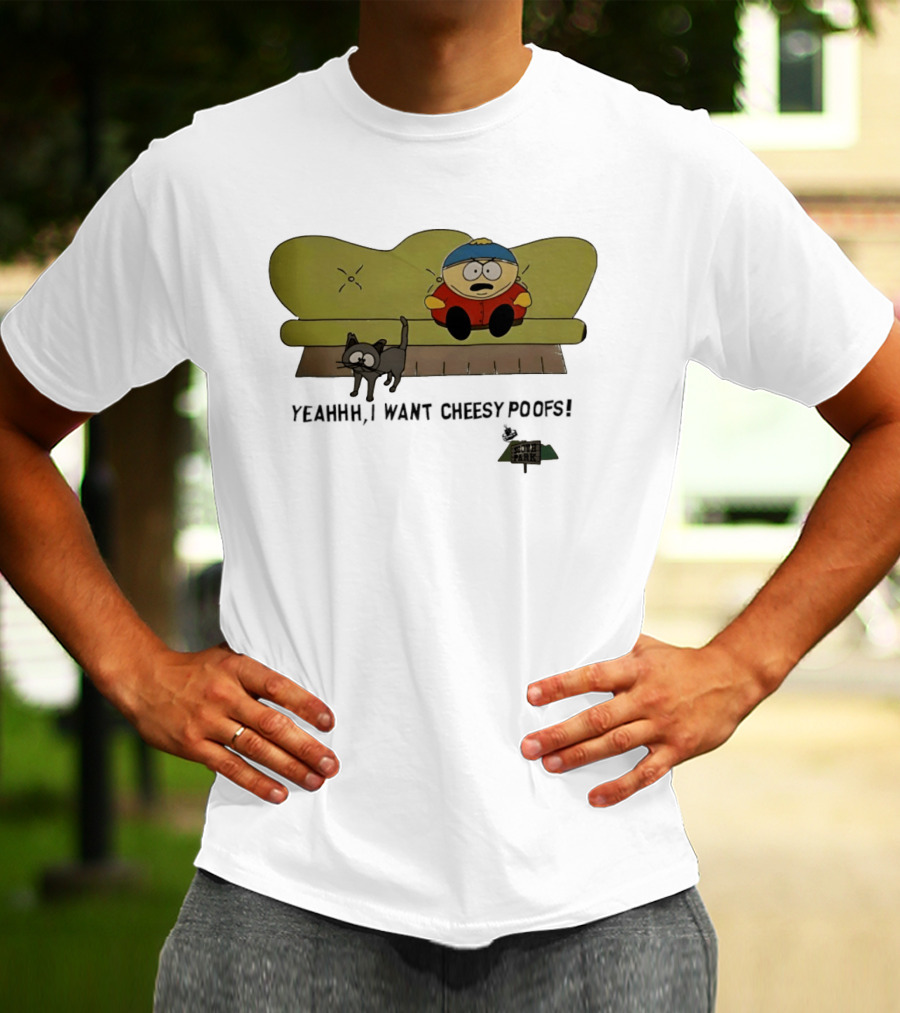 South Park Yeahhh I Want Cheesy Poofs Couch Cat Cartman T-Shirt