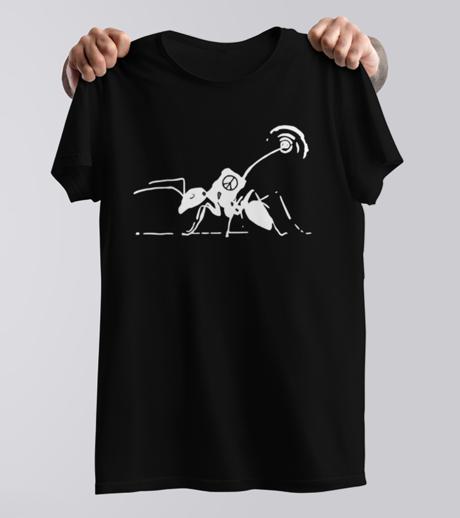 Ant Futile Peace Line Drawing Art With Minimalist T-Shirt