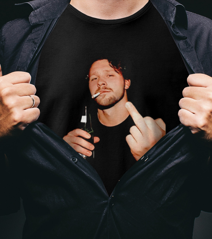 Josh Allen Smoking And Holding Beer Middle Finger T-Shirt