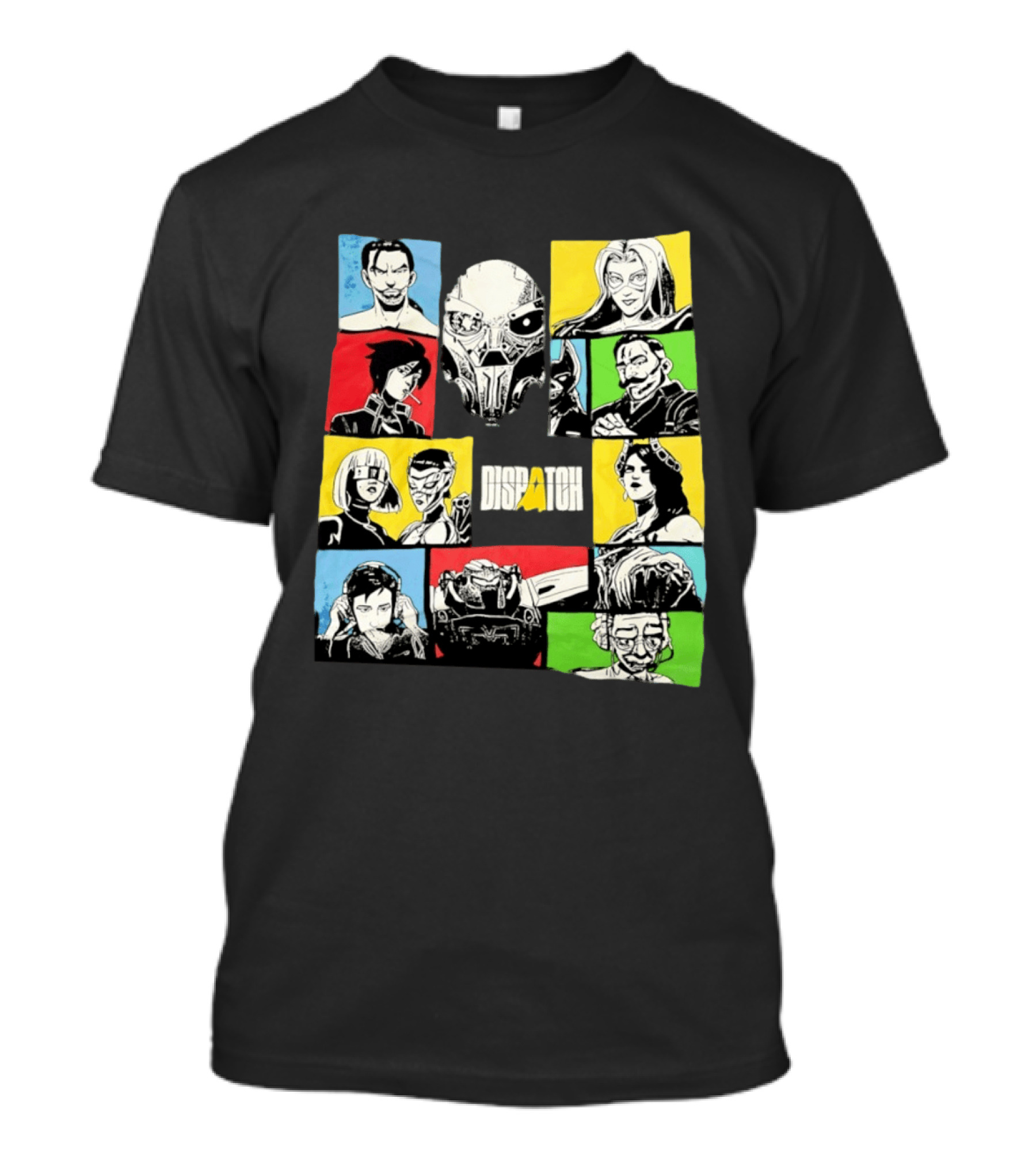 Dispatch Comic Style Characters In Vibrant Color Blocks T-Shirt