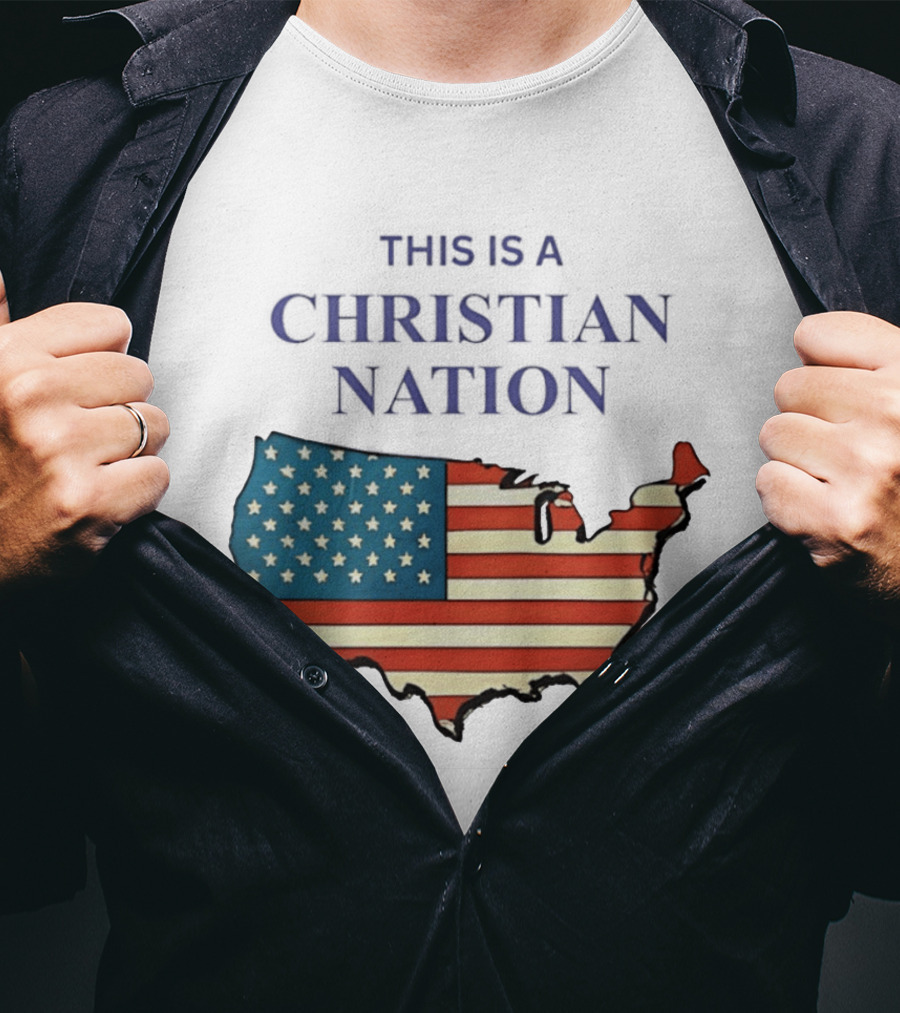This Is A Christian Nation USA Flag Map T-Shirt