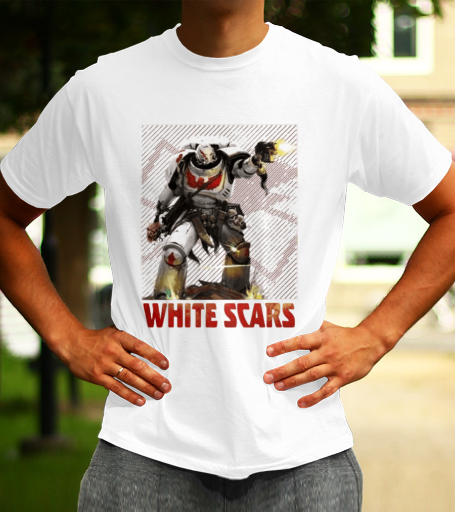 Warhammer 40 000 White Scars Power Armor Warrior With Weapon T-Shirt