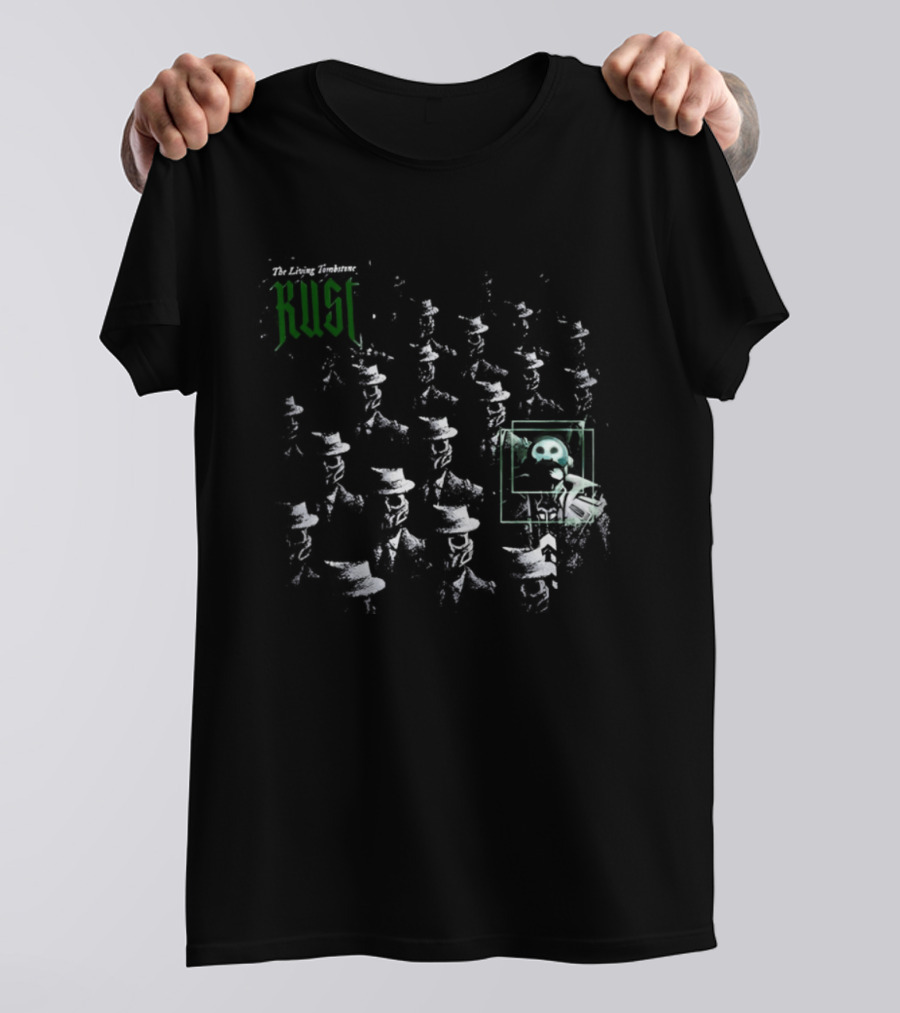 Rust The Living Tombstone Neon Green Glitch Skull Pixelated Music T-Shirt