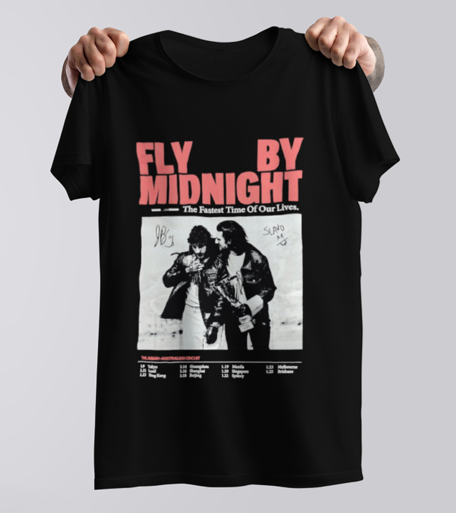 Fly By Midnight The Fastest Time Of Our Lives Black And White Signatures T-Shirt