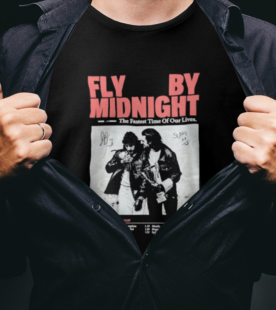 Fly By Midnight The Fastest Time Of Our Lives Black And White Signatures T-Shirt