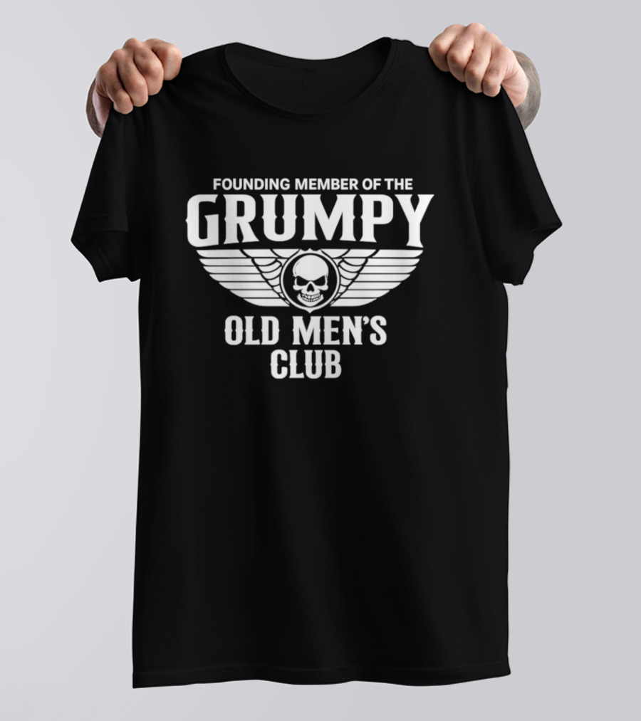 Founding Member Grumpy Old Men's Club Skull Wings T-Shirt