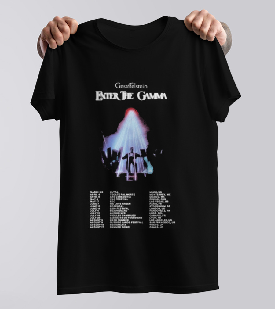 Gesaffelstein Enter The Gamma Tour 2025 Dates Laser Lights Crowd T-Shirt