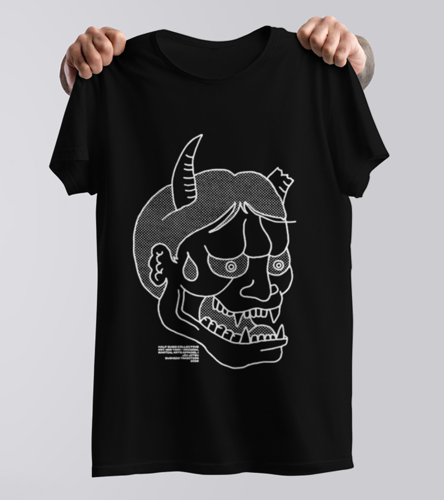 Half Sumo Oni Demon Mask T-Shirt