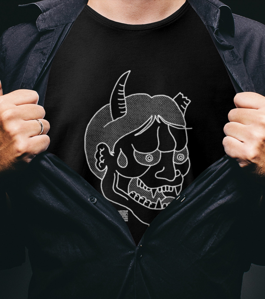 Half Sumo Oni Demon Mask T-Shirt