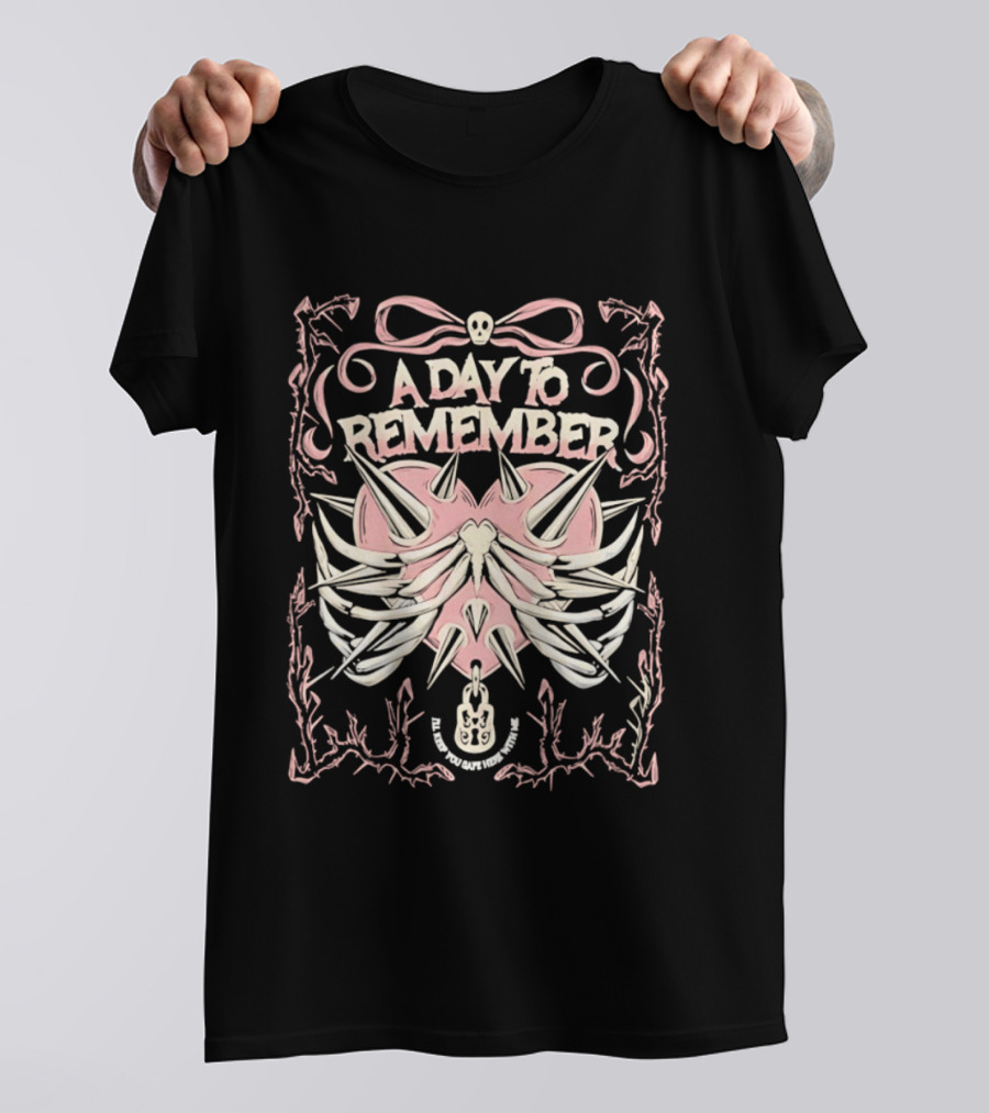 A Day To Remember Spiked Heart Bow Frame Valentine's Day T-Shirt