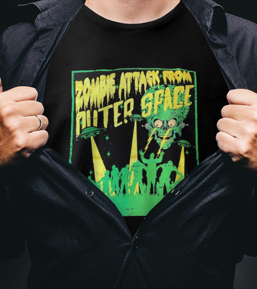 Zombie Attack From Outer Space UFO Alien Invasion T-Shirt