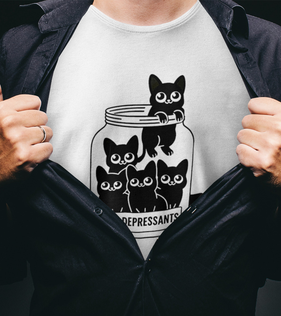 Anti Depressants Cat Jar With Cute Kittens T-Shirt