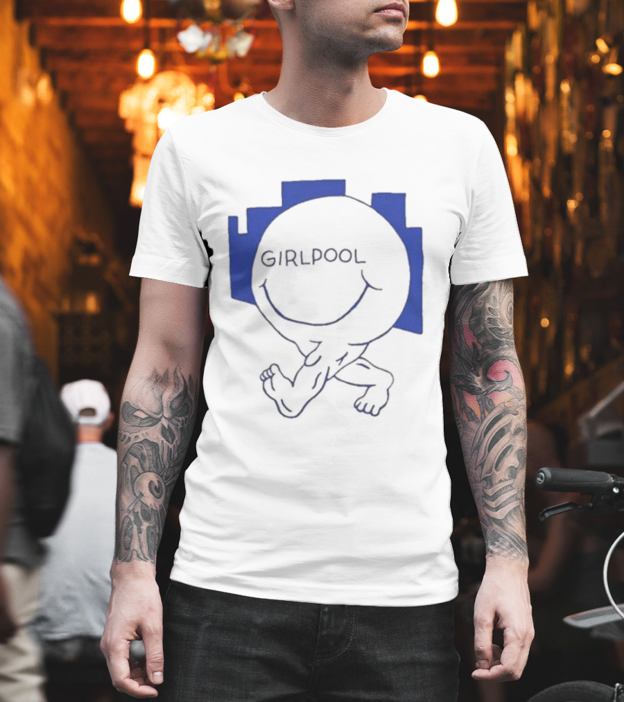 GIRLPOOL Happy Face Blue Smiling T-Shirt