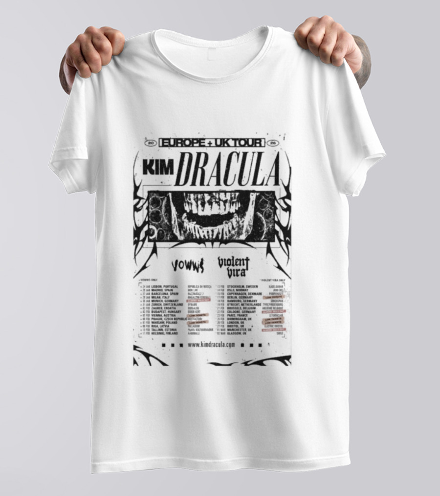 Kim Dracula Vows Europe UK 2026 Tour T-Shirt