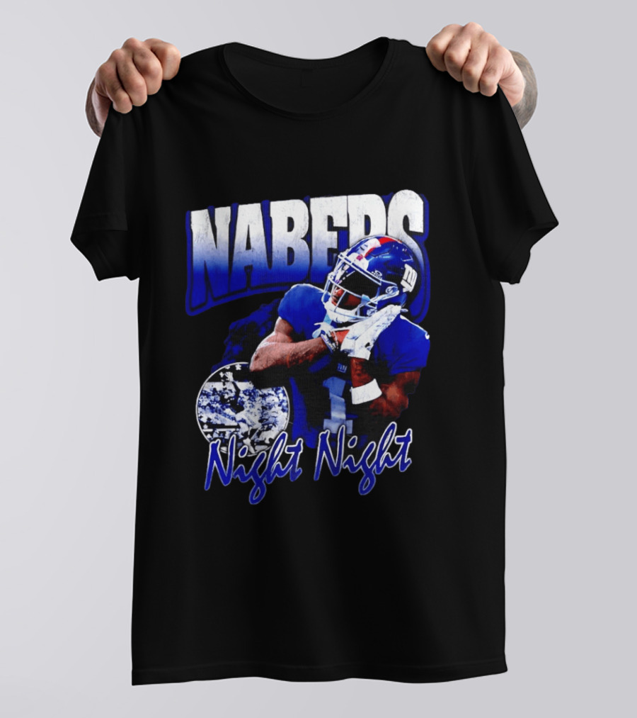 Nabers Night Night Football New York Giants T-Shirt