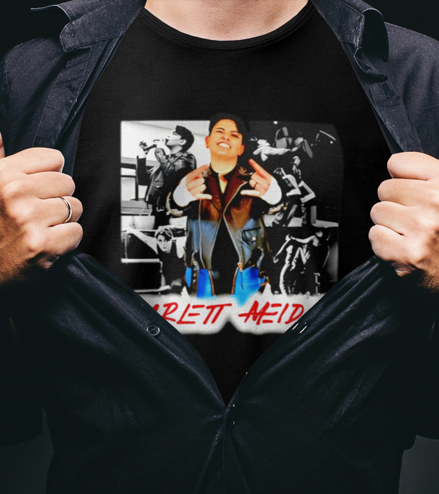 Scarlett Meidan Highlight Collage Jacket Pose T-Shirt