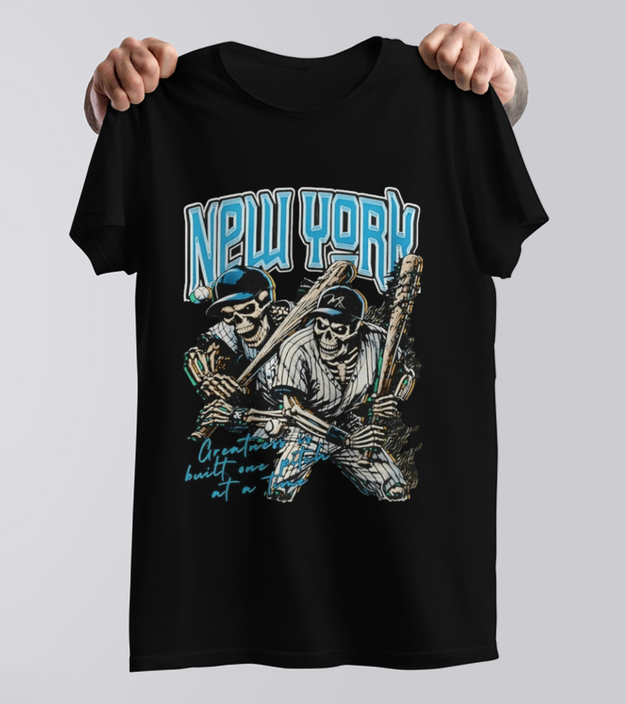 New York Skeleton Baseball Players 2026 T-Shirt