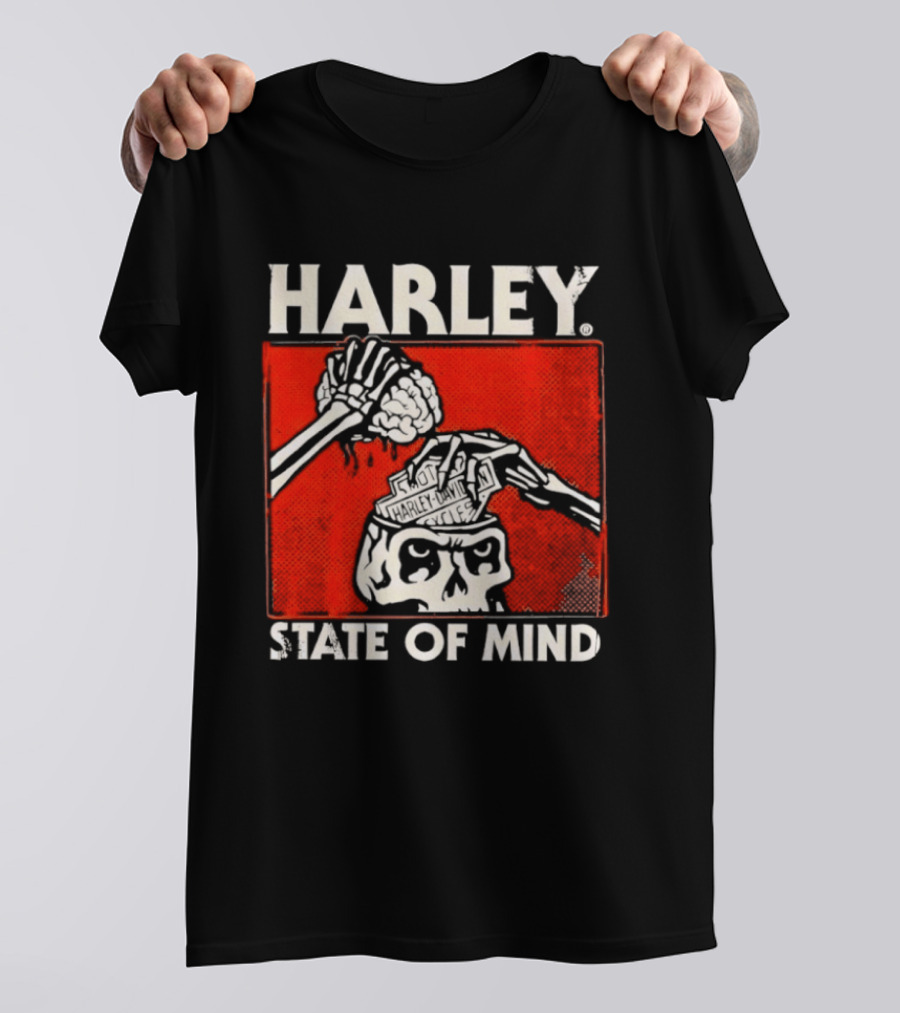 Harley Davidson State Of Mind Skull Skeleton Brain T-Shirt