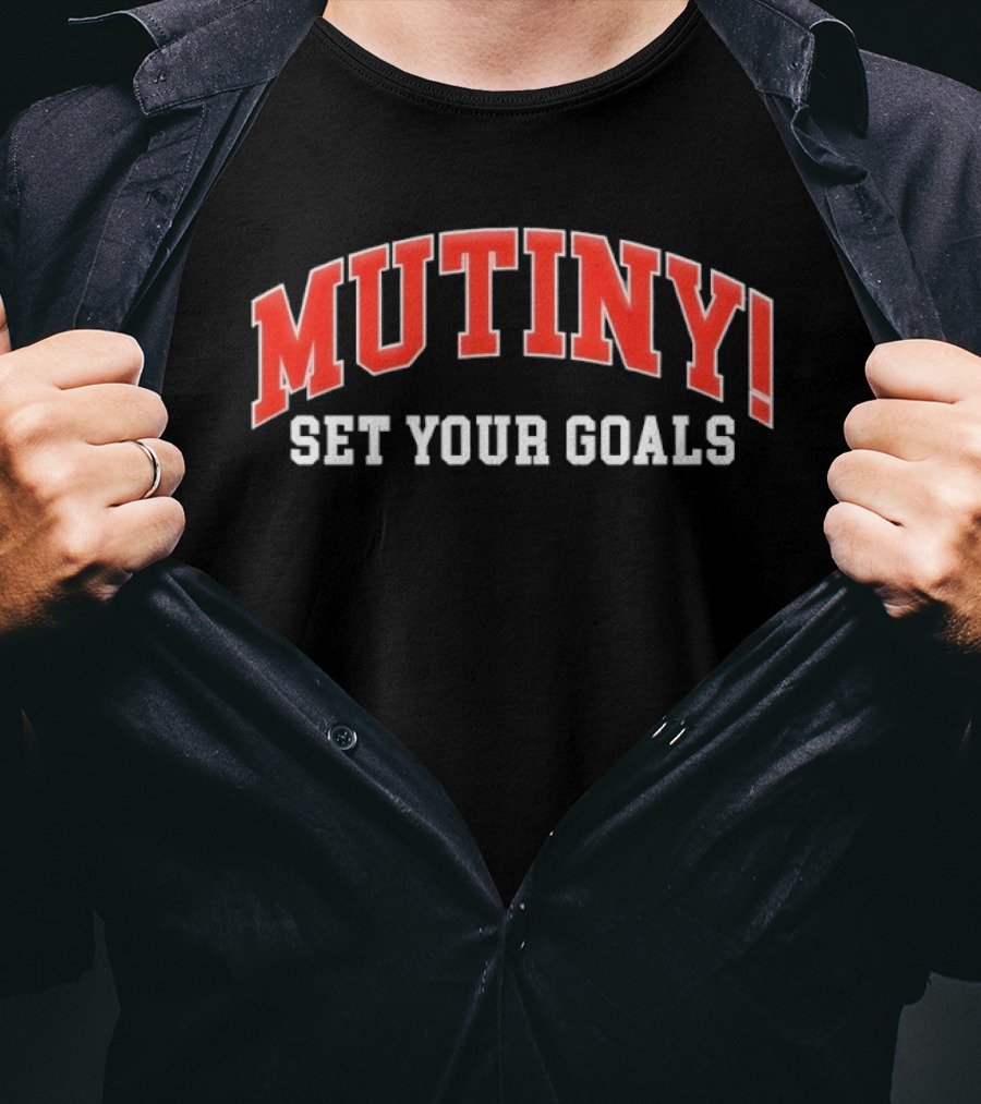 Mutiny! Set Your Goals Red And White Sports T-Shirt