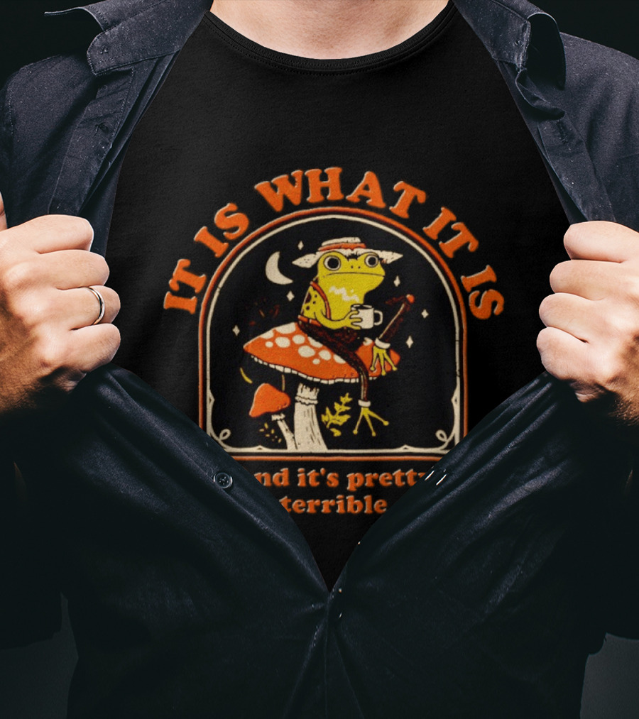 It Is What It Is And It's Pretty Terrible Frog On Mushroom Cottagecore T-Shirt