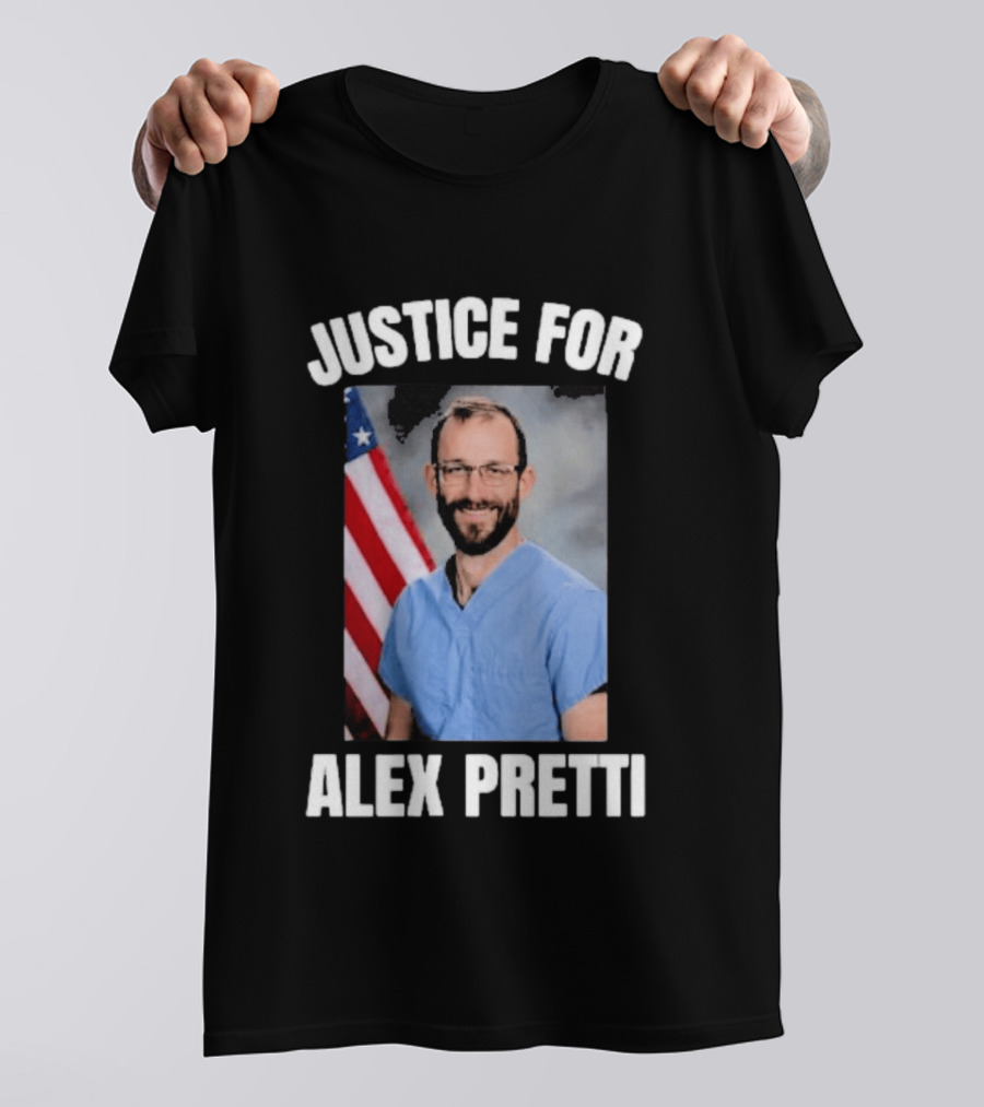 Justice For Alex Pretti American Flag Support T-Shirt
