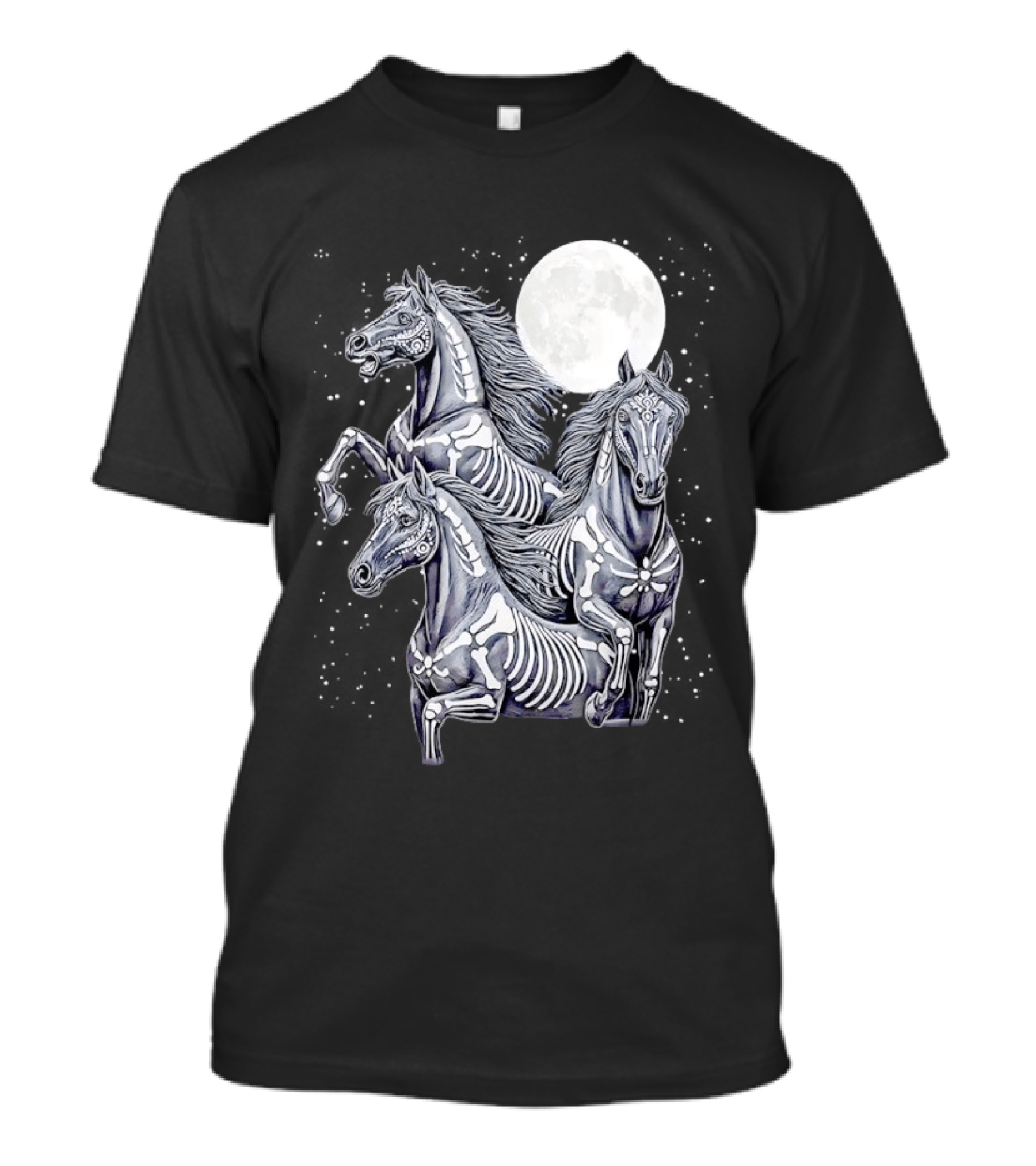 Three Horse Moon Día De Los Muertos Skeleton Horse T-Shirt