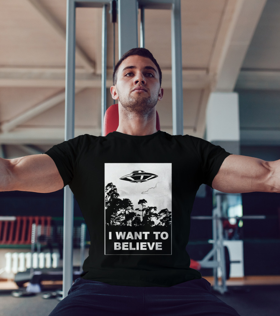 UFO I Want To Believe Flying Saucer Forest T-Shirt