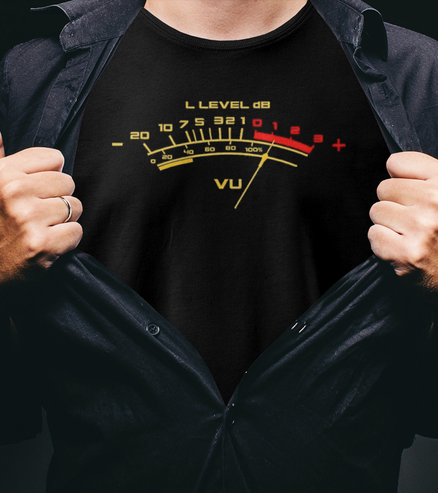 VU Meter Volume Level Audio Analog Sound Music Studio T-Shirt