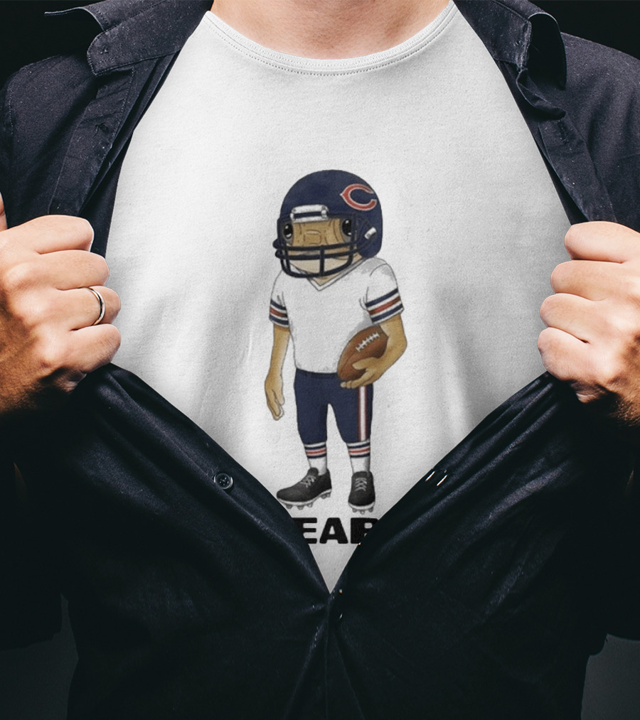 Bad Bunny Chicago Bears Concho Helmet Character With Football T-Shirt