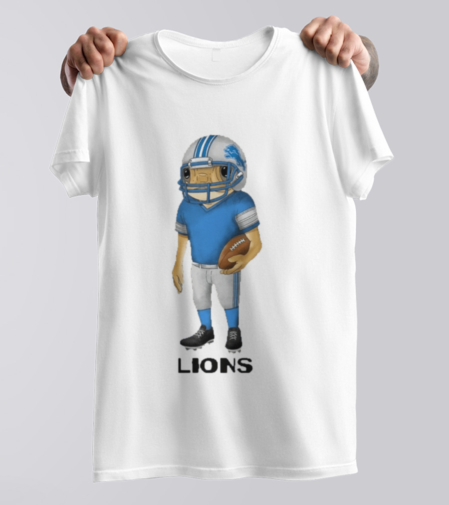 Bad Bunny Detroit Lions Football Player Concho Helmet T-Shirt