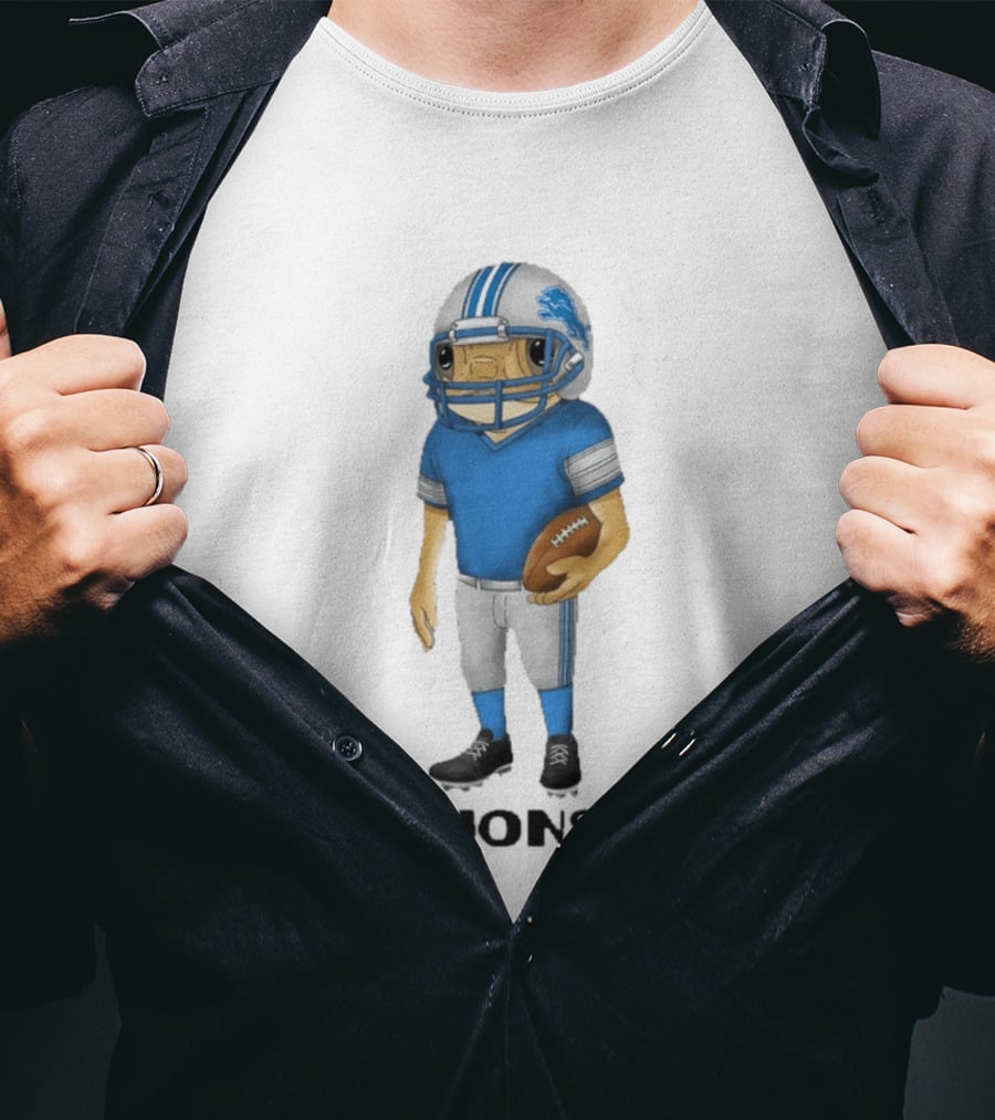 Bad Bunny Detroit Lions Football Player Concho Helmet T-Shirt