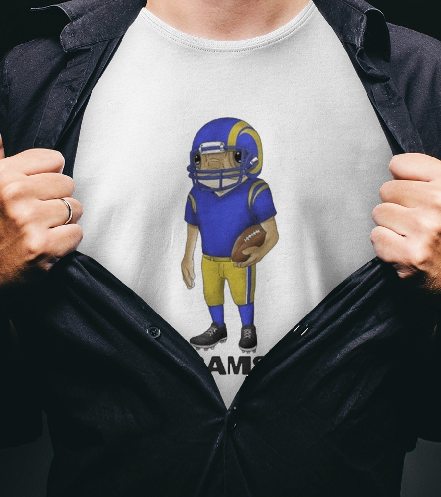 Bad Bunny Los Angeles Rams Football Character With Concho Helmet T-Shirt